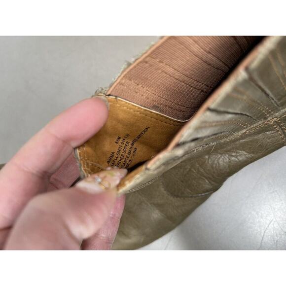 Latigo Panama Ankle Boots Size 8.5 Green Leather Slip On Block Heel - Picture 4 of 6